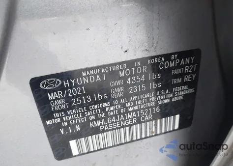 2021 Hyundai Sonata Sel z USA, uszkodzony, nr VIN KMHL64JA1MA152116